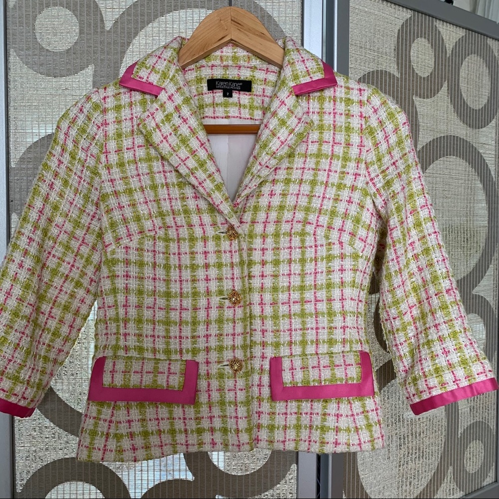 KAREN KANE Lifestyle Petites tweed blazer  like Chanel pink green white